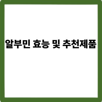 알부민 효능 및 추천제품